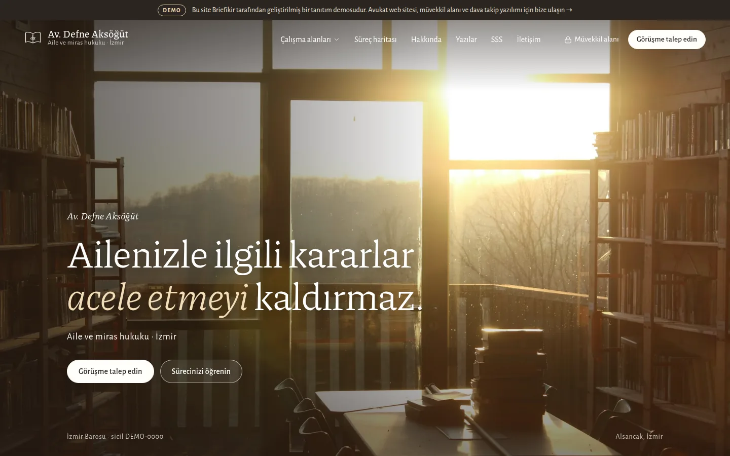 Avukat Web Sitesi ve Dava Takip Yazılımı — Demo — masaüstü görünüm