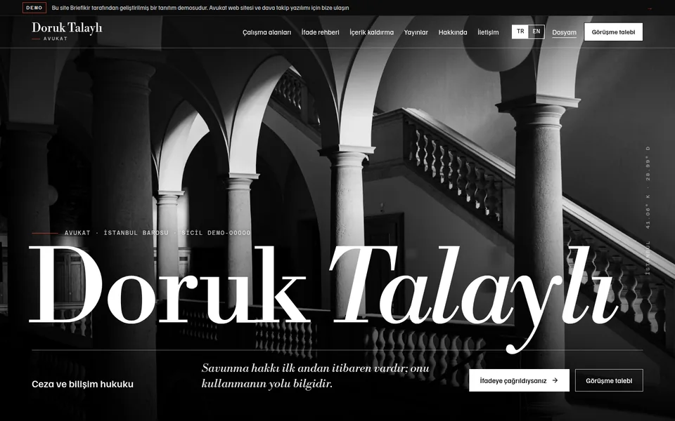 Avukat Web Sitesi ve Dava Takip Yazılımı — masaüstü görünüm