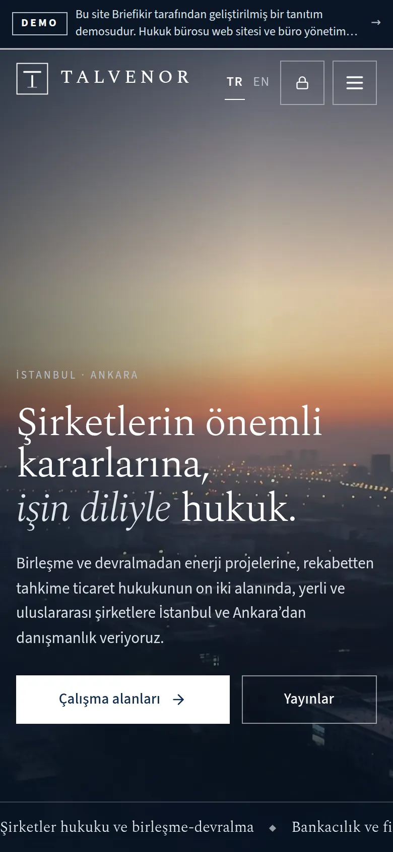 Hukuk Bürosu Web Sitesi ve Büro Yönetim Yazılımı — Demo — mobil görünüm