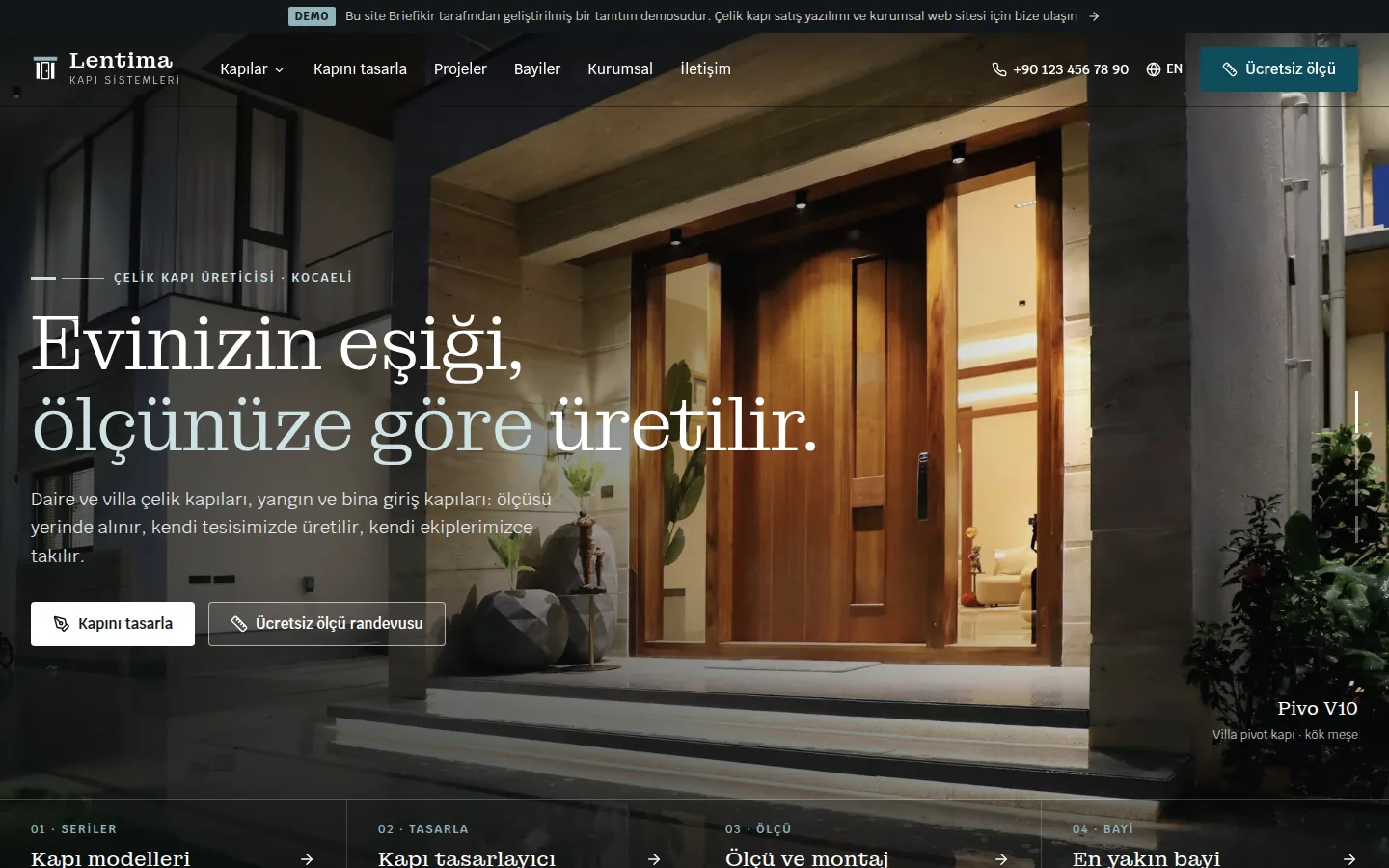 Çelik Kapı Satış Yazılımı ve Kurumsal Web Sitesi — Demo — masaüstü görünüm