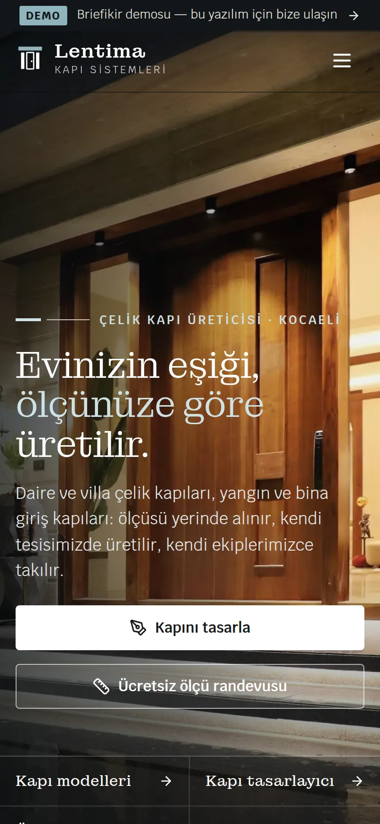 Çelik Kapı Satış Yazılımı ve Kurumsal Web Sitesi — Demo — mobil görünüm