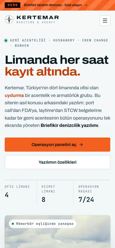 Gemi Acentesi ve Denizcilik Yazılımı — mobil görünüm