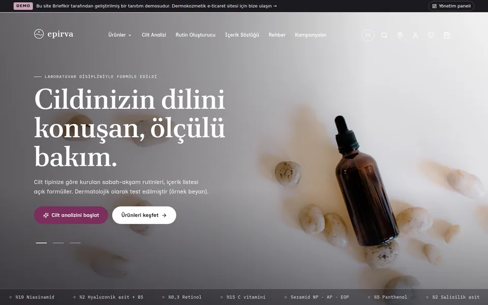 Dermokozmetik E-Ticaret Sitesi (Sanal POS Uyumlu) — masaüstü görünüm