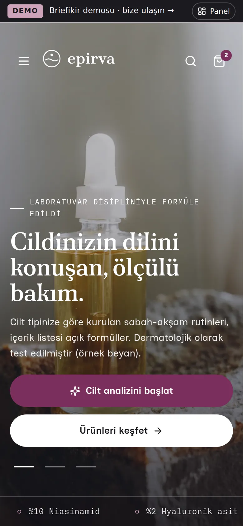 Dermokozmetik E-Ticaret Sitesi (Sanal POS Uyumlu) — Demo — mobil görünüm