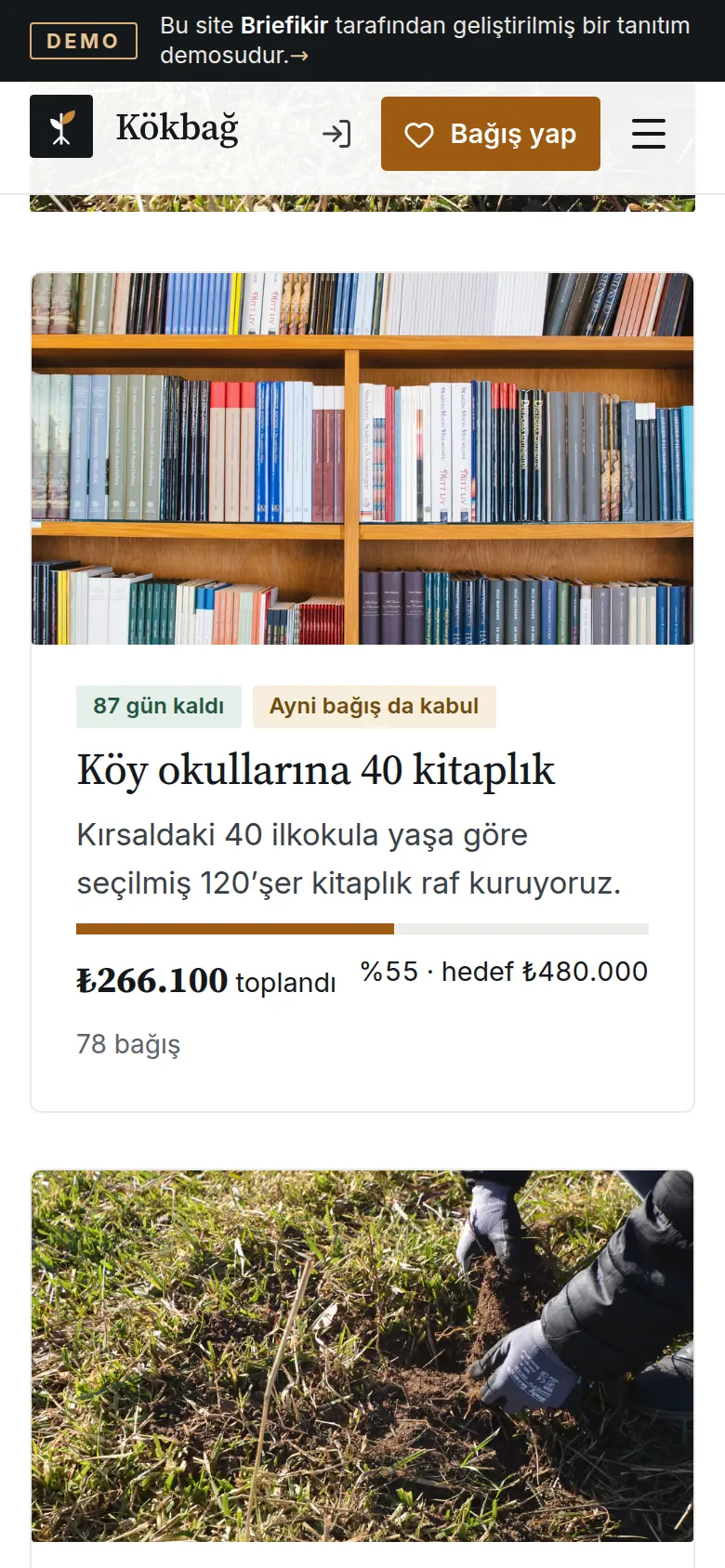 Mobil bağış kampanyaları ve hedef çubukları