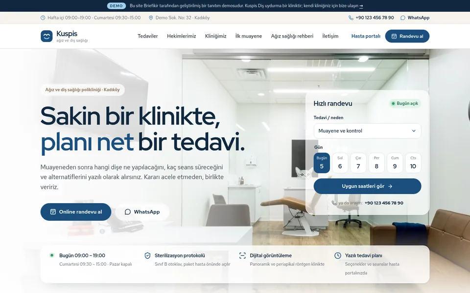 Diş Kliniği Web Sitesi ve Programı — masaüstü görünüm