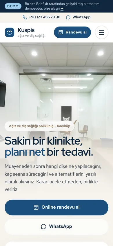 Diş Kliniği Web Sitesi ve Programı — mobil görünüm