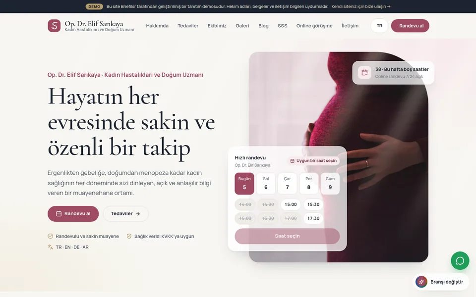 Doktor ve Muayenehane Web Sitesi Yazılımı — masaüstü görünüm