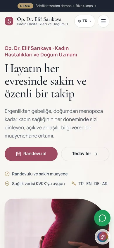 Doktor ve Muayenehane Web Sitesi Yazılımı — mobil görünüm