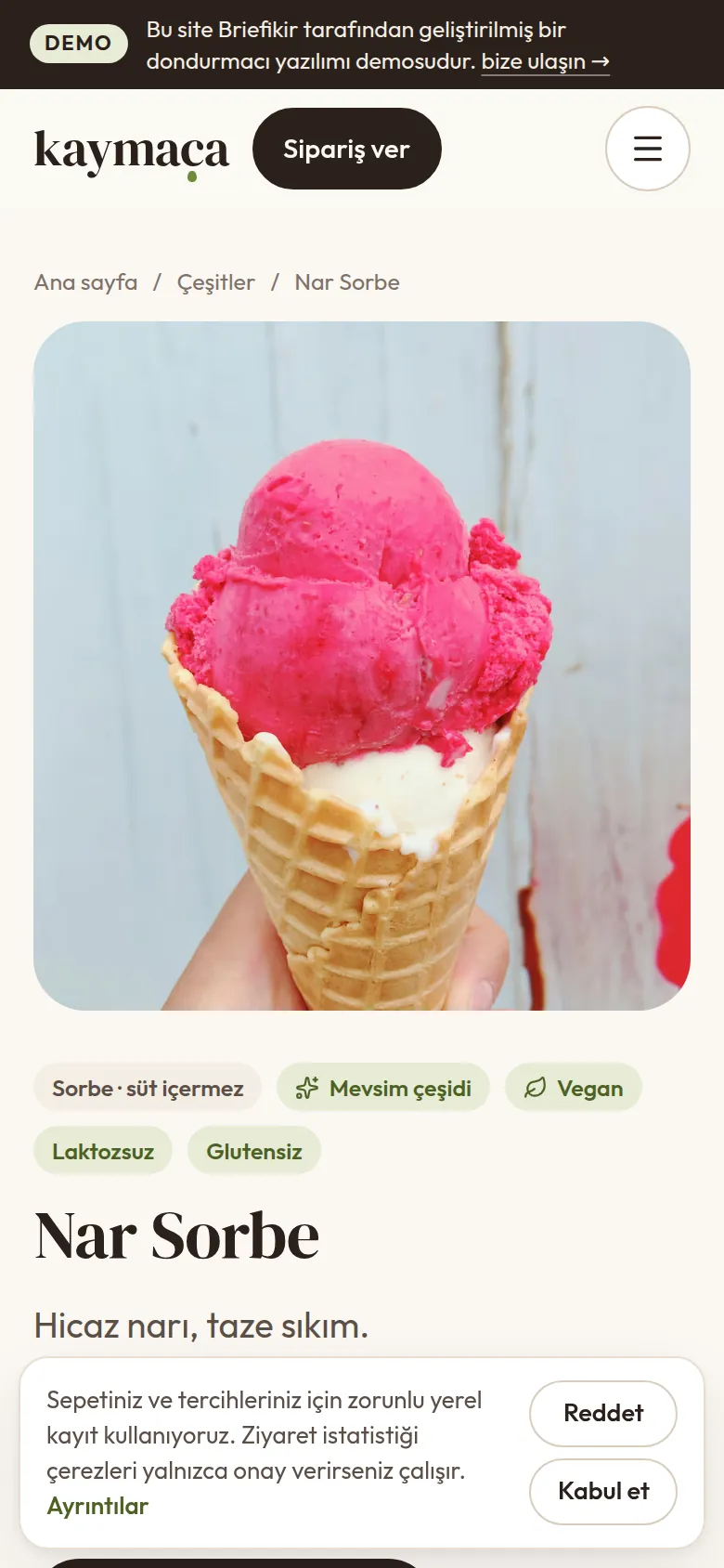 Mobil çeşit sayfası