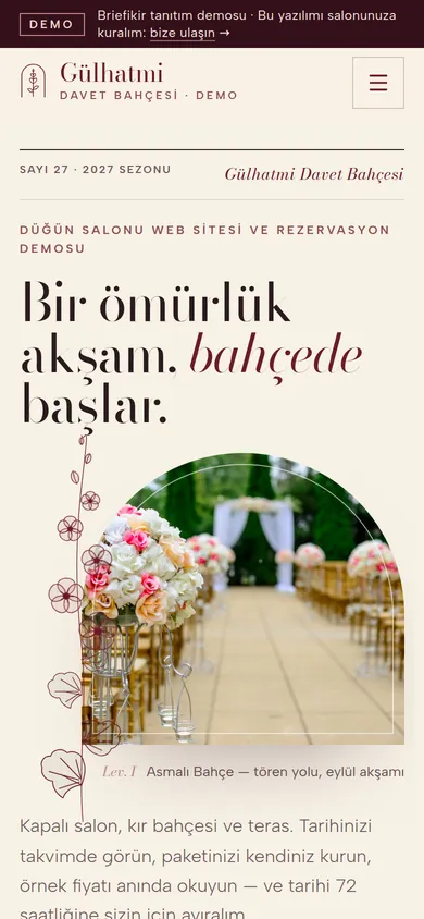 Düğün Salonu Rezervasyon Programı — mobil görünüm