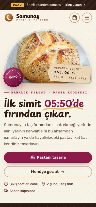 Pastane ve Fırın Sipariş Yazılımı — mobil görünüm