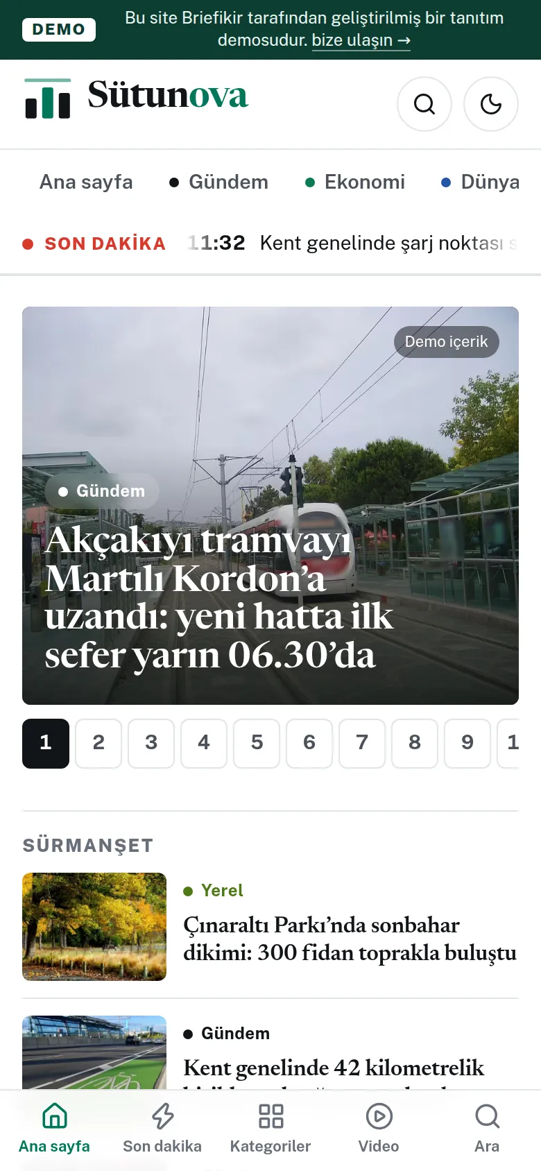 Haber Portalı Yazılımı — Demo — mobil görünüm