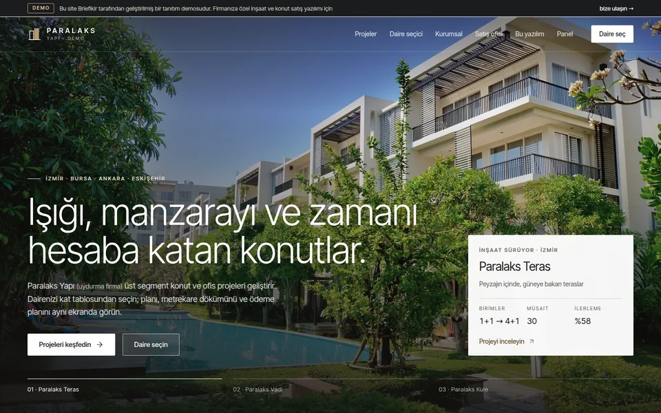 İnşaat ve Konut Satış Yazılımı — masaüstü görünüm