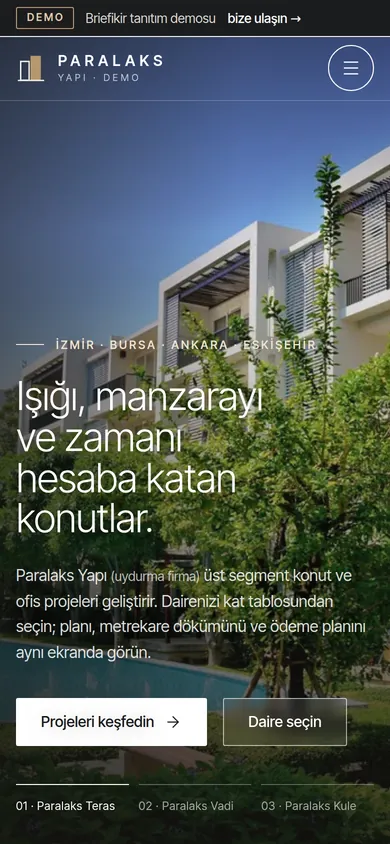 İnşaat ve Konut Satış Yazılımı — mobil görünüm