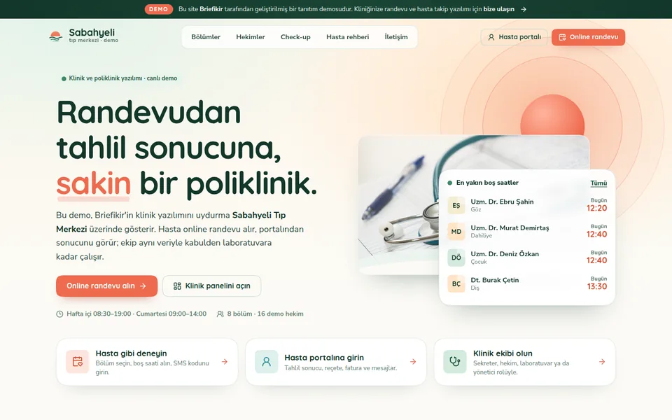 Klinik ve Poliklinik Yazılımı — masaüstü görünüm