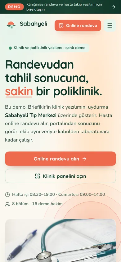 Klinik ve Poliklinik Yazılımı — mobil görünüm