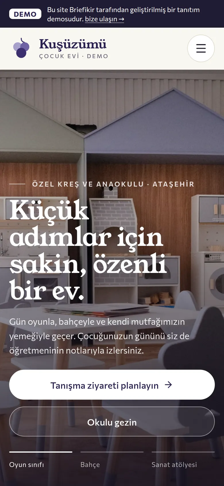 Kreş ve Anaokulu Yazılımı — Demo — mobil görünüm