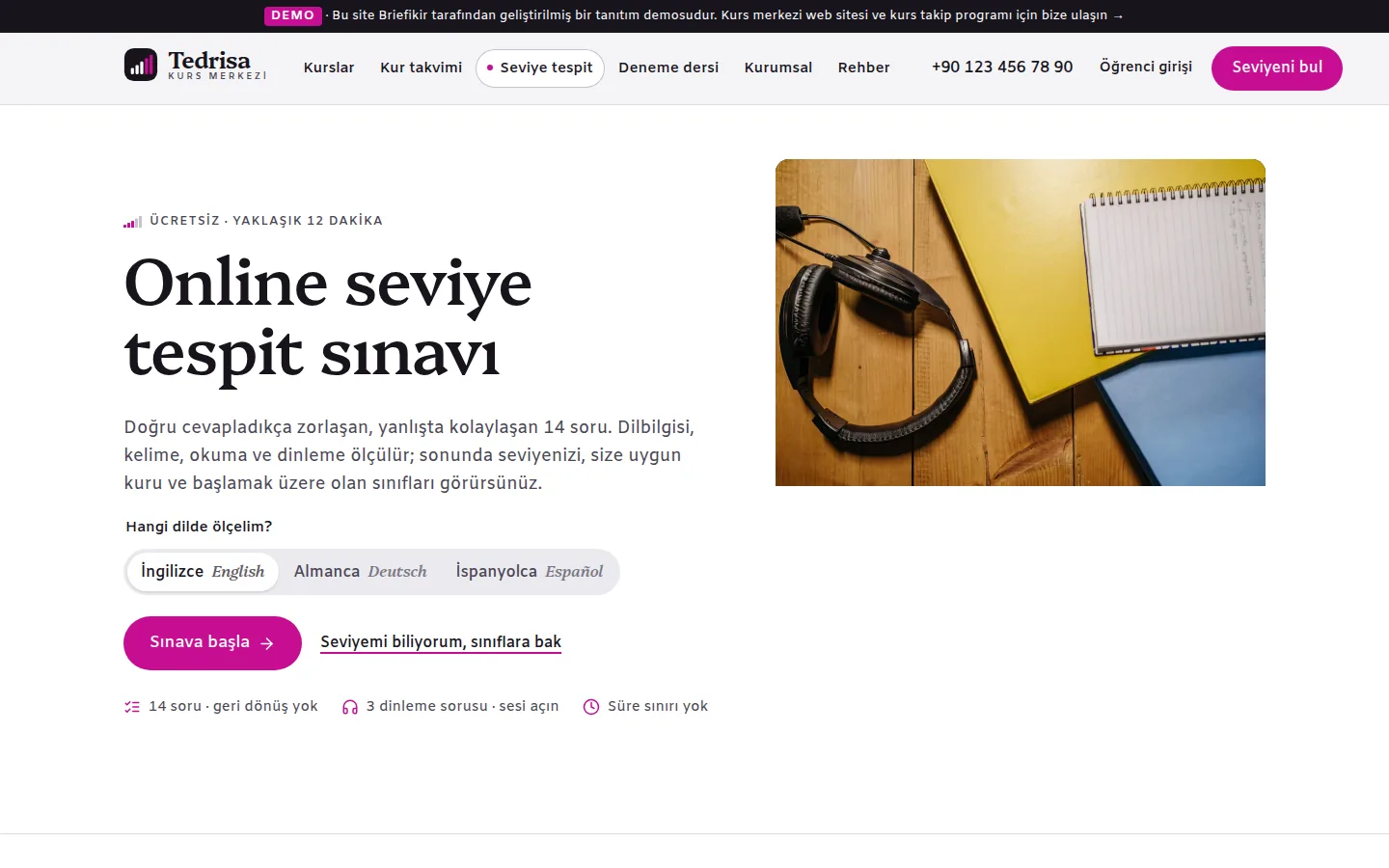 Uyarlamalı online seviye tespit sınavı