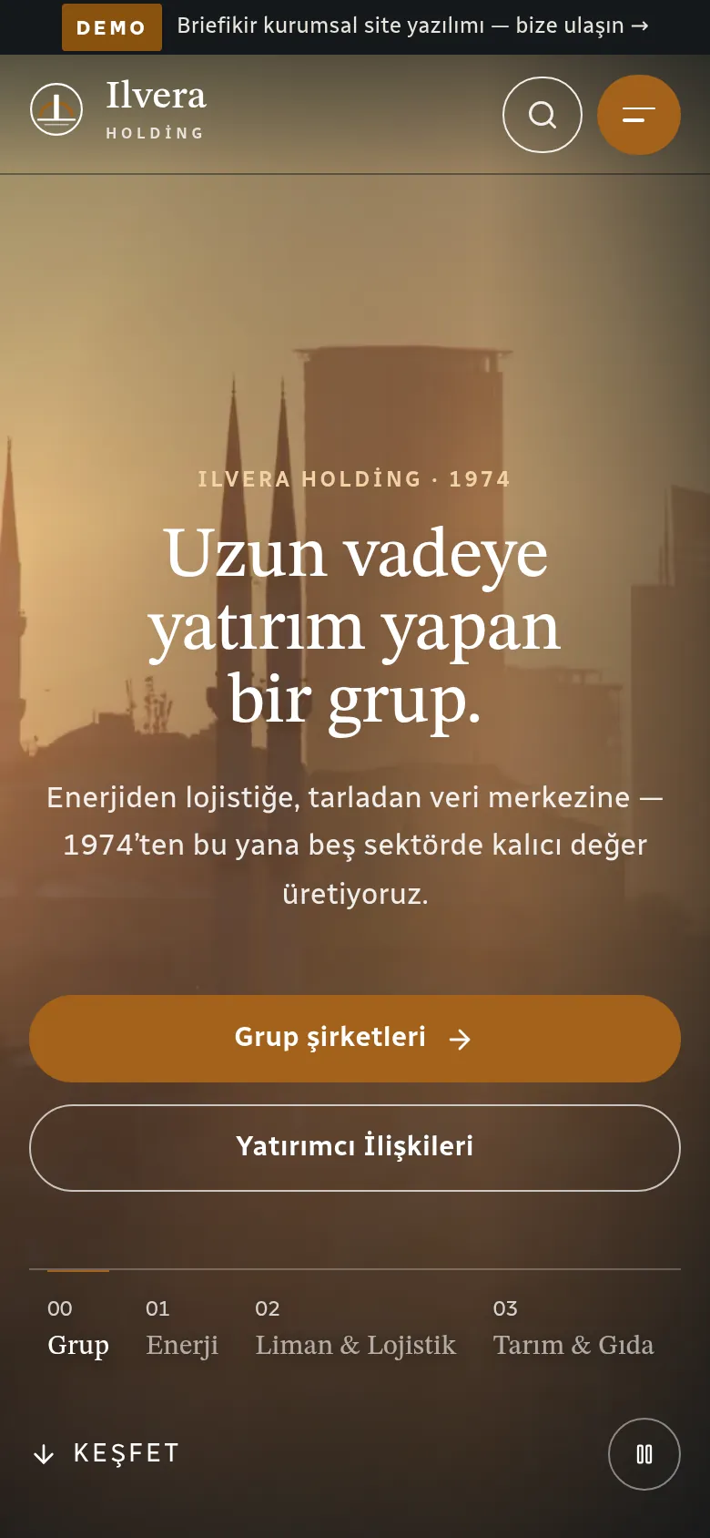 Kurumsal Web Sitesi ve Yönetim Paneli — Demo — mobil görünüm