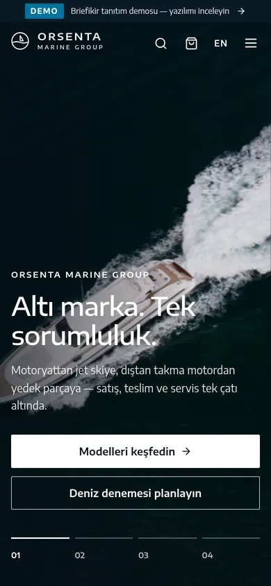 Deniz Araçları Bayi ve Distribütör Yazılımı — mobil görünüm