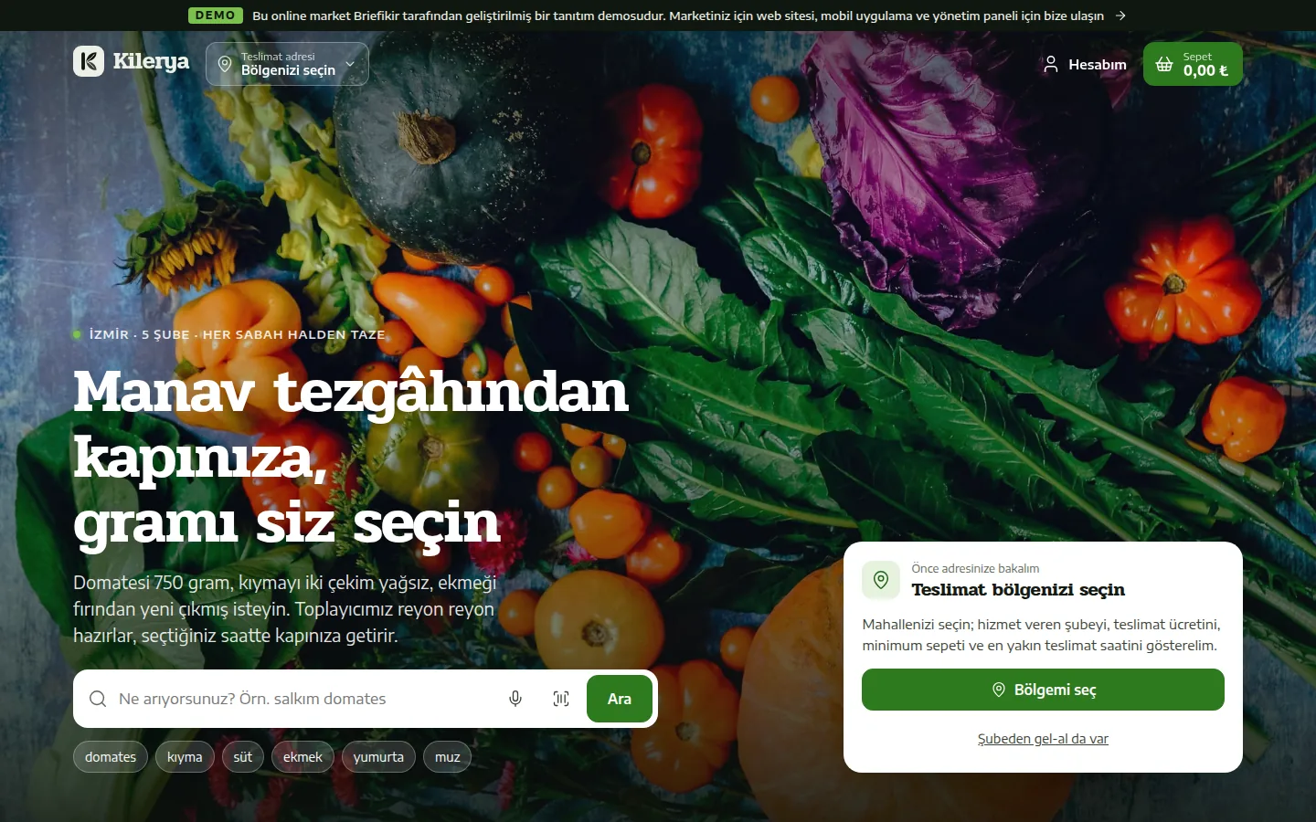 Online Market Yazılımı + Market Yönetim Paneli — masaüstü görünüm