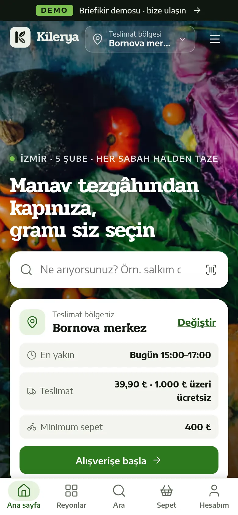 Online Market Yazılımı + Market Yönetim Paneli — mobil görünüm