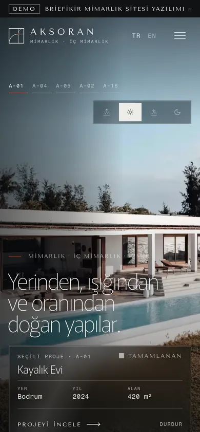 Mimarlık Ofisi Web Sitesi + Proje Yönetim Paneli — mobil görünüm
