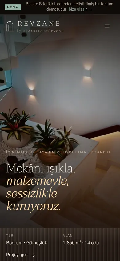 İç Mimarlık Stüdyosu Web Sitesi + Stüdyo Yönetim Paneli — mobil görünüm