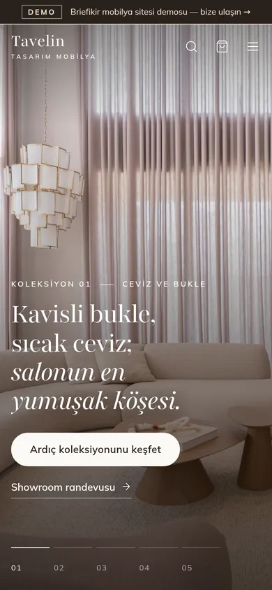 Mobilya Mağazası Sitesi ve Sipariş Yazılımı — mobil görünüm