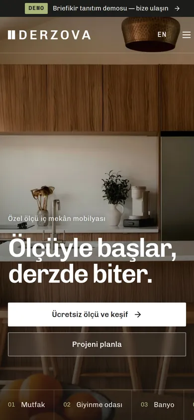 Özel Üretim Mobilya Sitesi ve Atölye Yazılımı — mobil görünüm