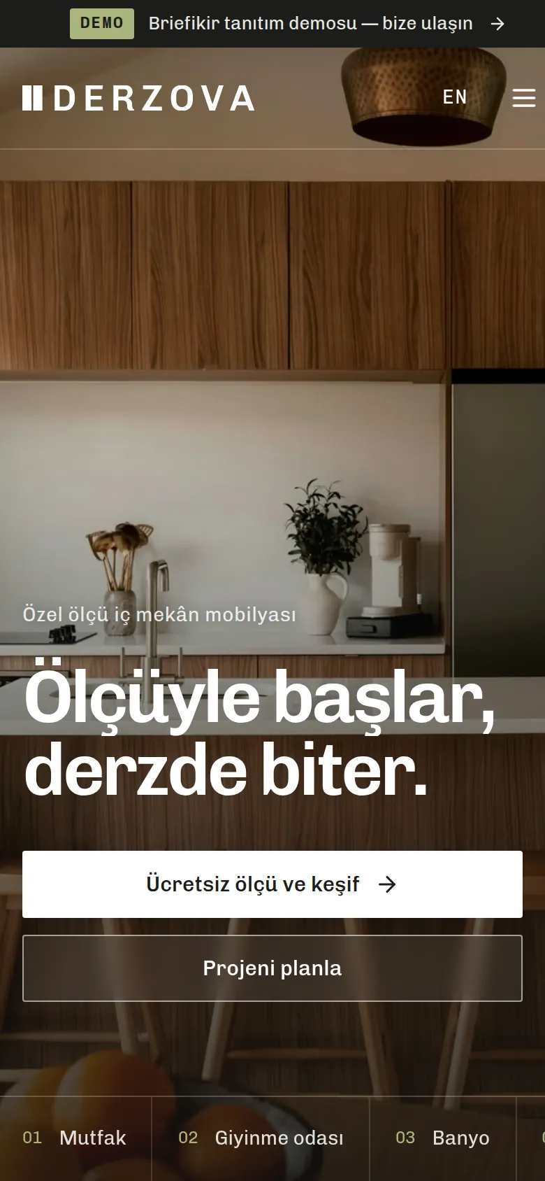 Özel Üretim Mobilya Sitesi ve Atölye Yazılımı — Demo — mobil görünüm
