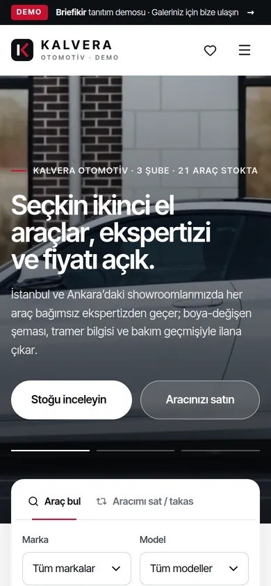 Oto Galeri Yazılımı — mobil görünüm