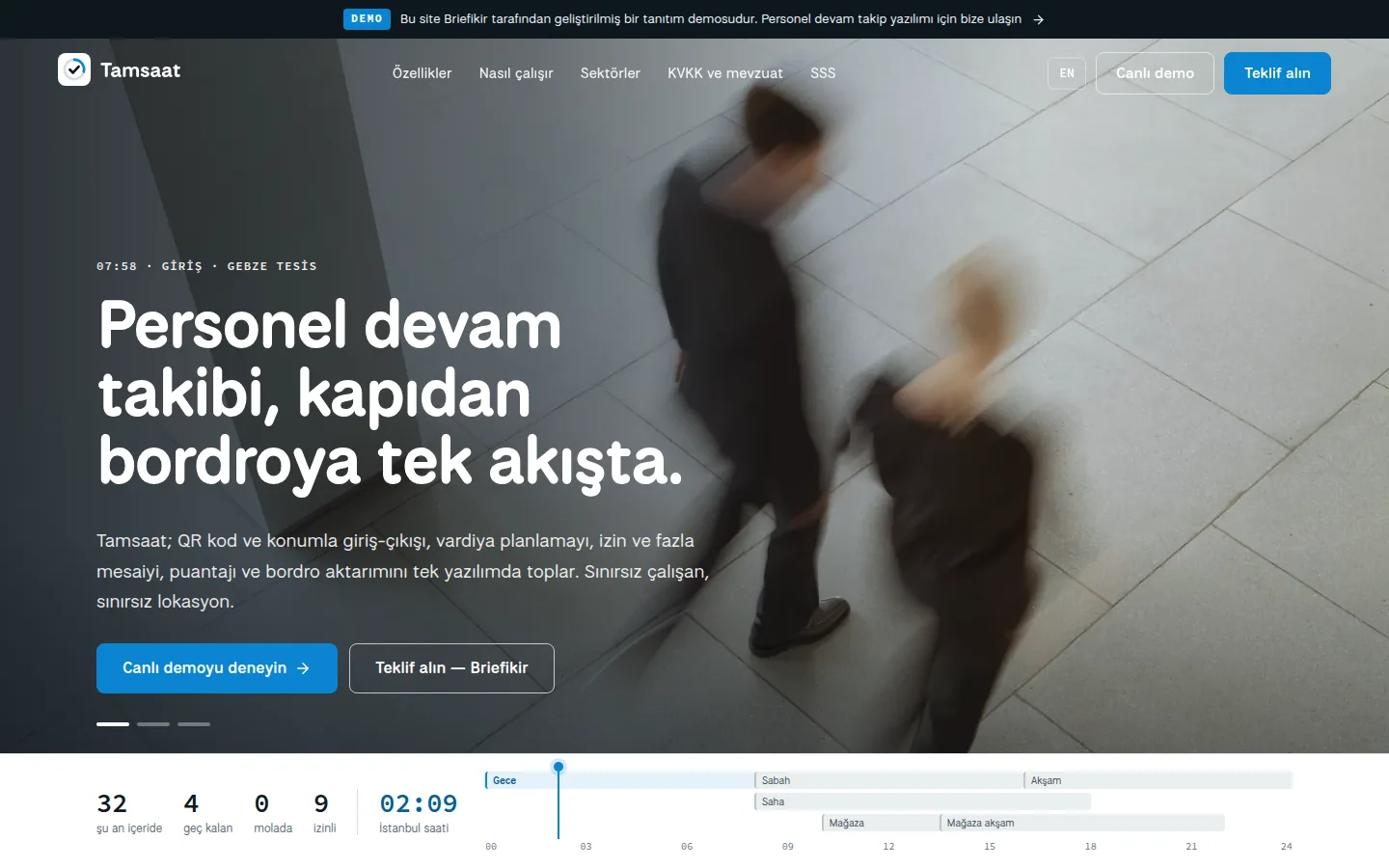 Personel Devam Kontrol (PDKS) ve İK Yazılımı — Demo — masaüstü görünüm