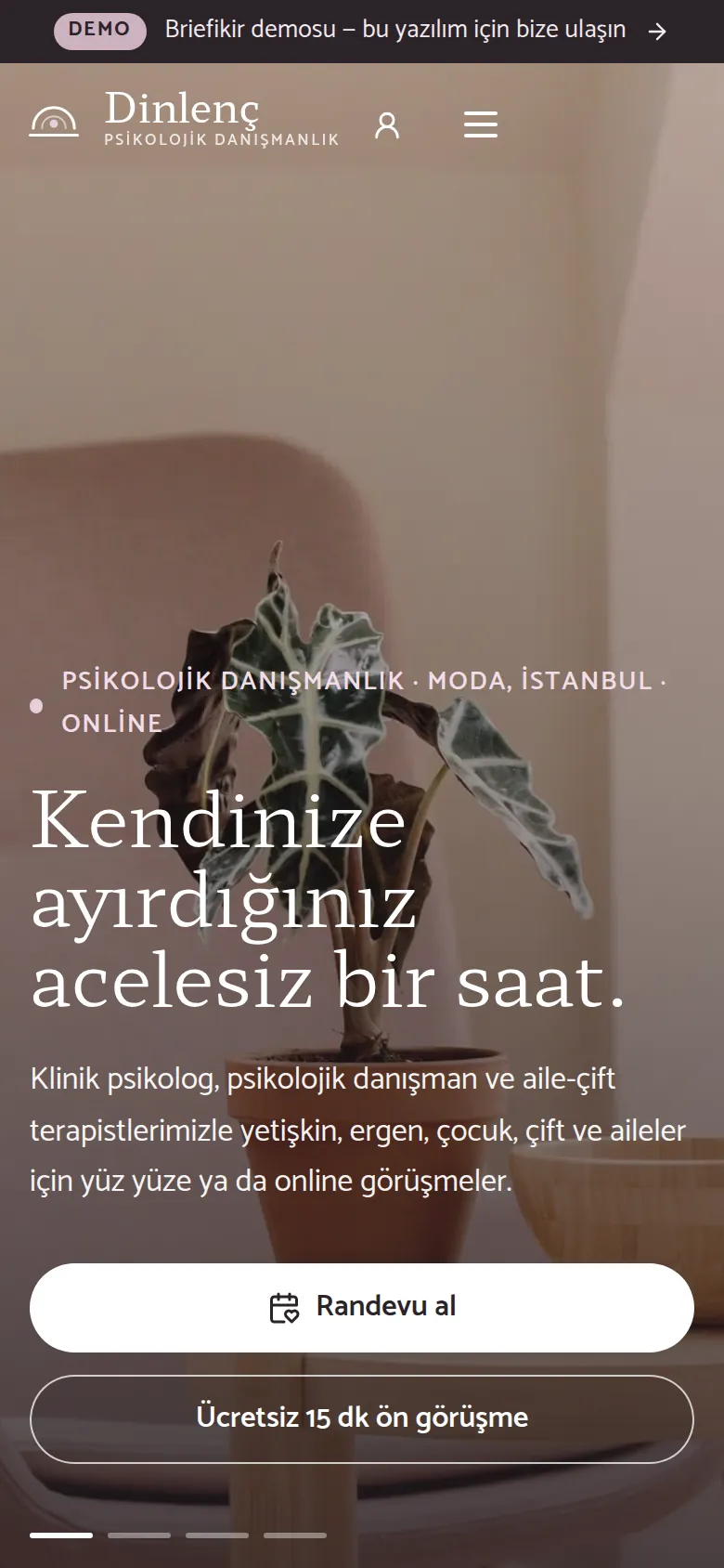 Psikolog Web Sitesi ve Online Randevu Yazılımı — Demo — mobil görünüm