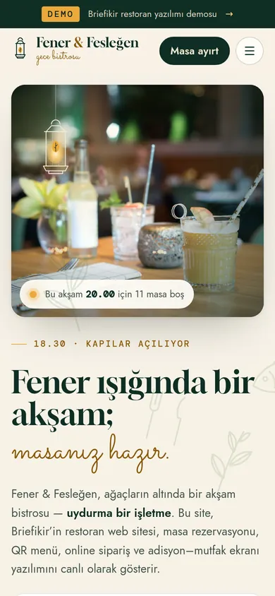 Restoran Rezervasyon ve QR Menü Sistemi — mobil görünüm