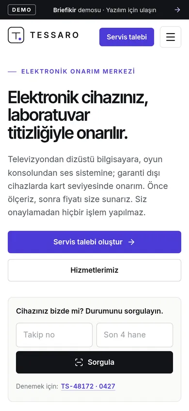 Elektronik Tamir Servisi Takip Programı — mobil görünüm
