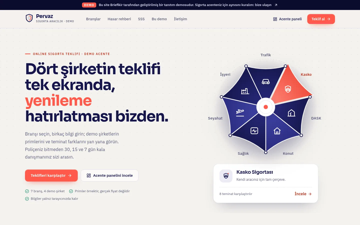 Sigorta Acentesi Programı — Demo — masaüstü görünüm