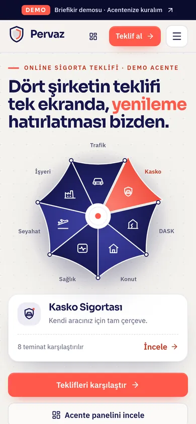 Sigorta Acentesi Programı — mobil görünüm