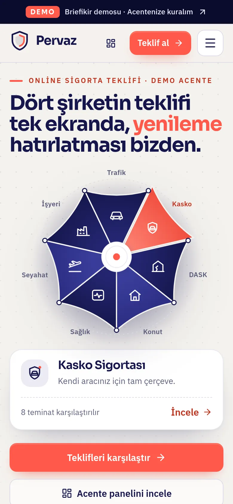 Sigorta Acentesi Programı — Demo — mobil görünüm