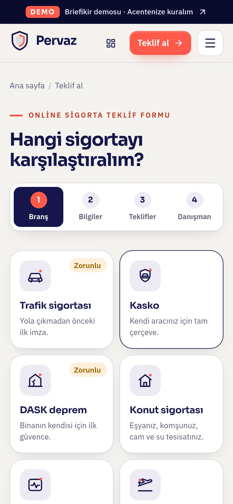 Mobil teklif formu
