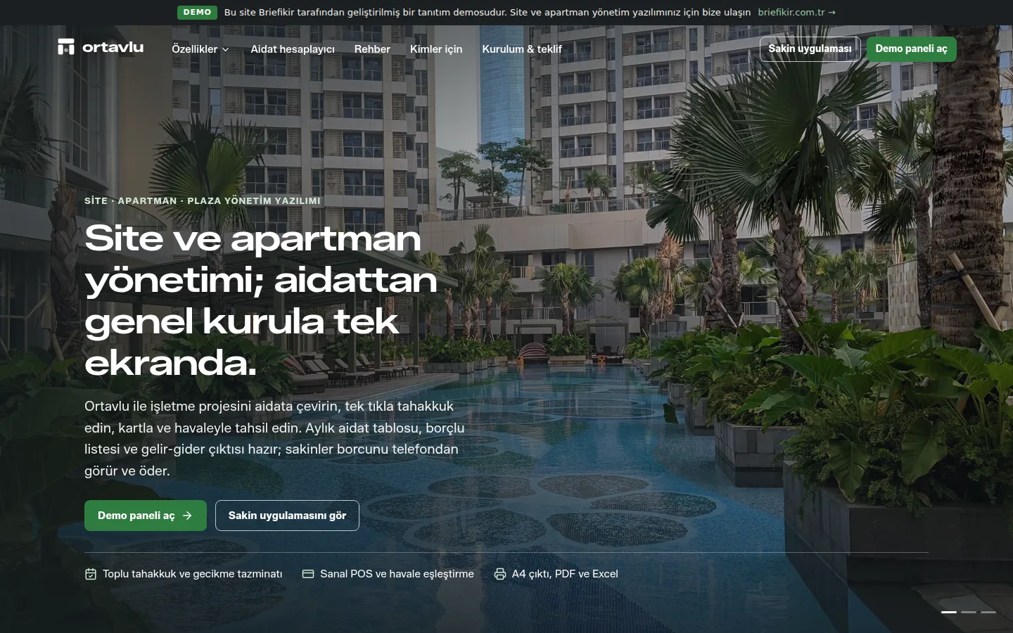 Site ve Apartman Yönetim Programı — Demo — masaüstü görünüm