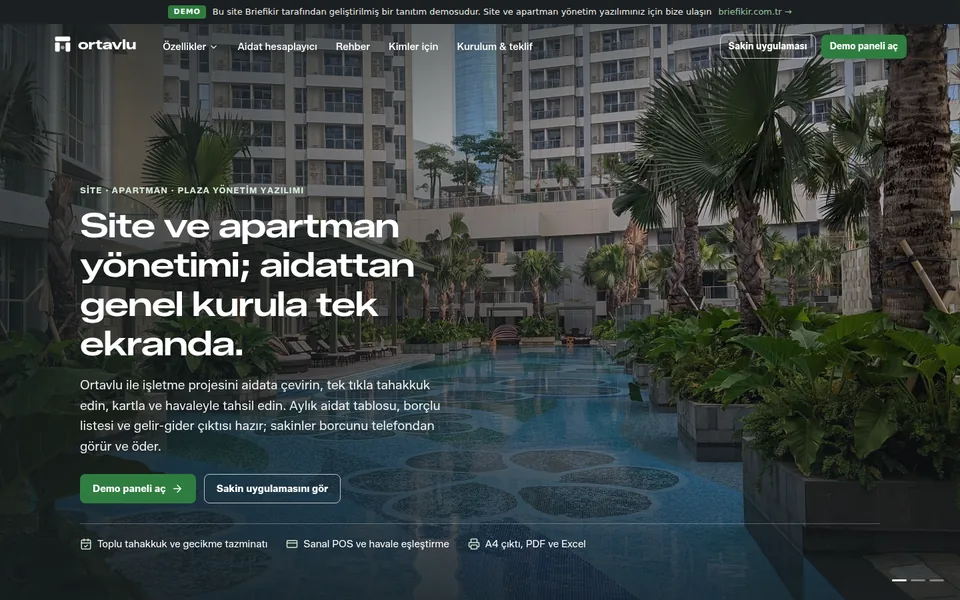 Site ve Apartman Yönetim Programı — masaüstü görünüm