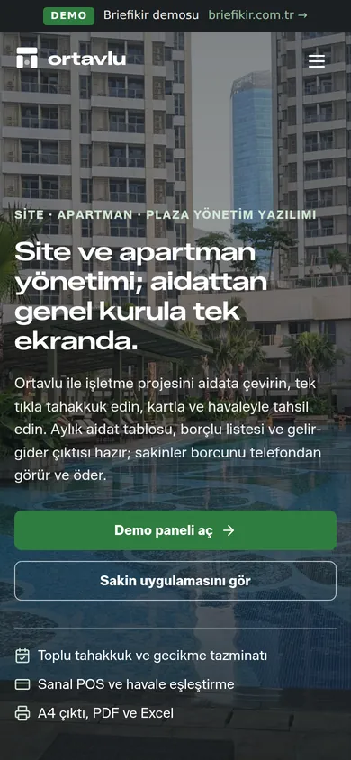 Site ve Apartman Yönetim Programı — mobil görünüm