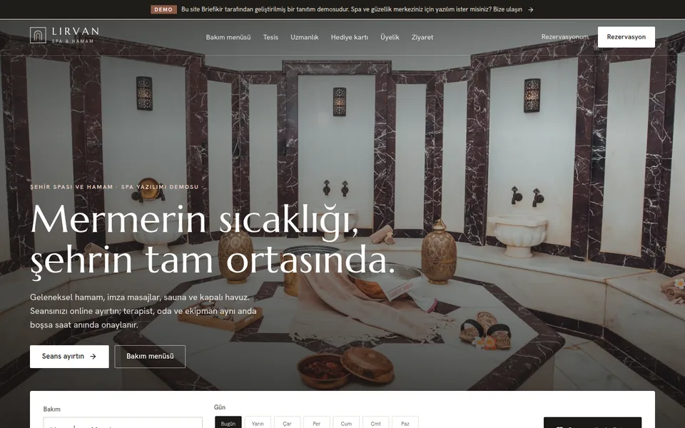Spa ve Wellness Rezervasyon Yazılımı — masaüstü görünüm