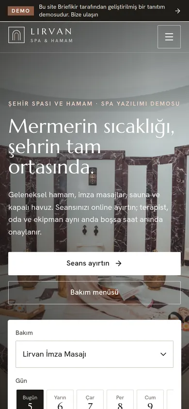 Spa ve Wellness Rezervasyon Yazılımı — mobil görünüm