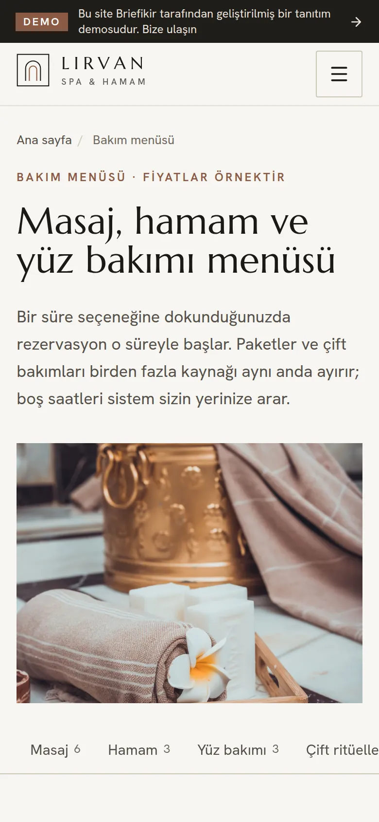 Mobil bakım menüsü
