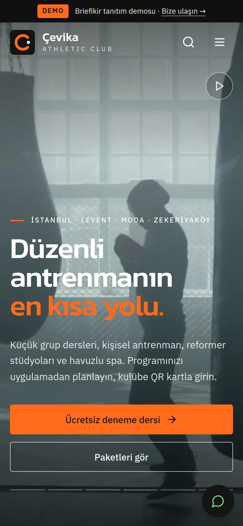 Spor Salonu Web Sitesi ve Yönetim Paneli — Demo — mobil görünüm