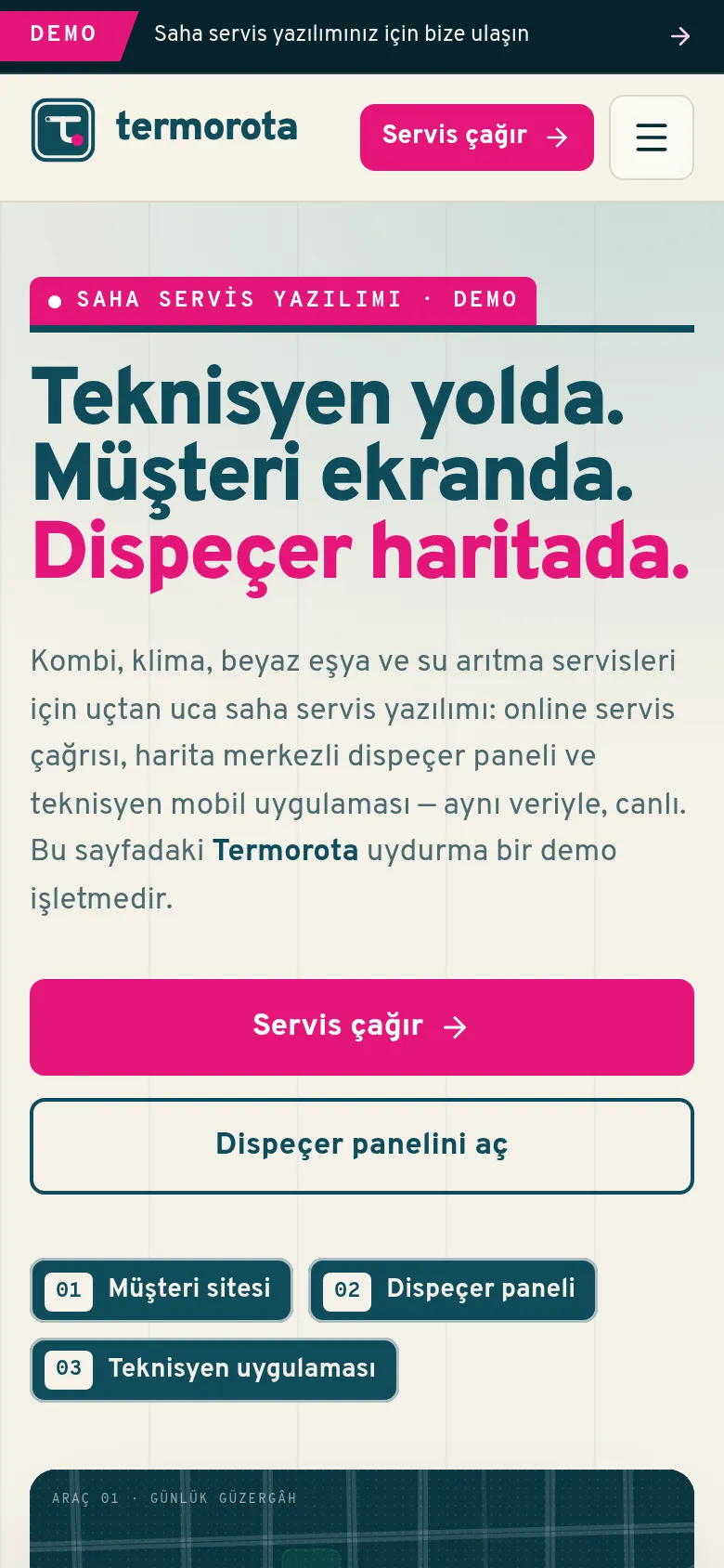 Saha Teknik Servis Yazılımı — Demo — mobil görünüm