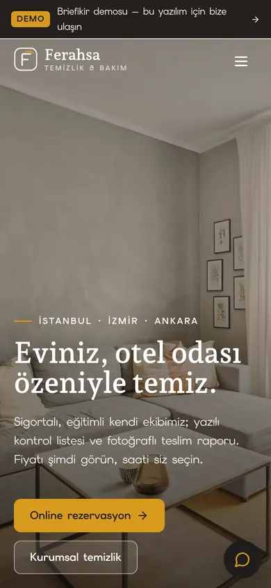 Temizlik Şirketi Web Sitesi ve Operasyon Yazılımı — mobil görünüm